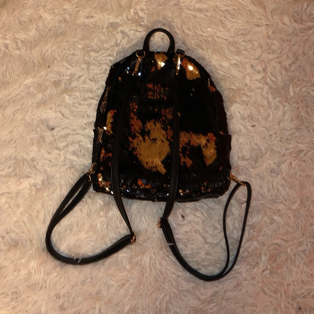 Black and Gold Changing Sequin Backpack